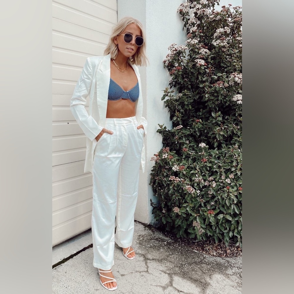 NWOT - 2 Piece White Silky Suit